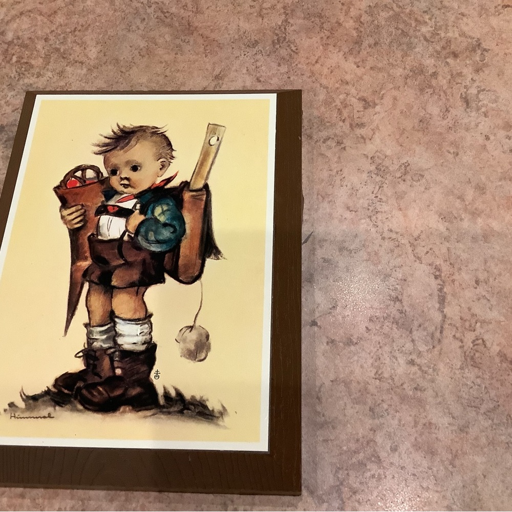 Vintage Boy with Backpack Art Print